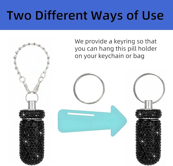 Pill Holder for Tumbler with Handle Bling Stanley Cup Accessories Pill Organizer for Stanley & YETI & Simple Modern & BrüMate (Black)