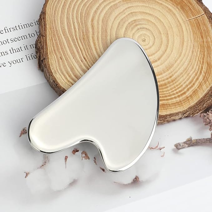 Stainless Steel Gua Sha and Face Roller Set, Facial Tool for Face Sculpting, Metal Skin Care, Massager for Women