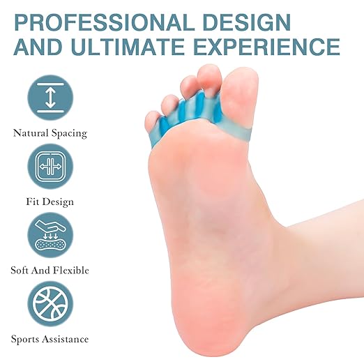 2PCS Toe Spacers for Women and Men, Toe Separators for Pedicure, Bunion Corrector, Hammer Toe Straightener, Plantar Fasciitis, Toe Spreaders for Foot Pain Relief and Foot Health. (2, Blue)