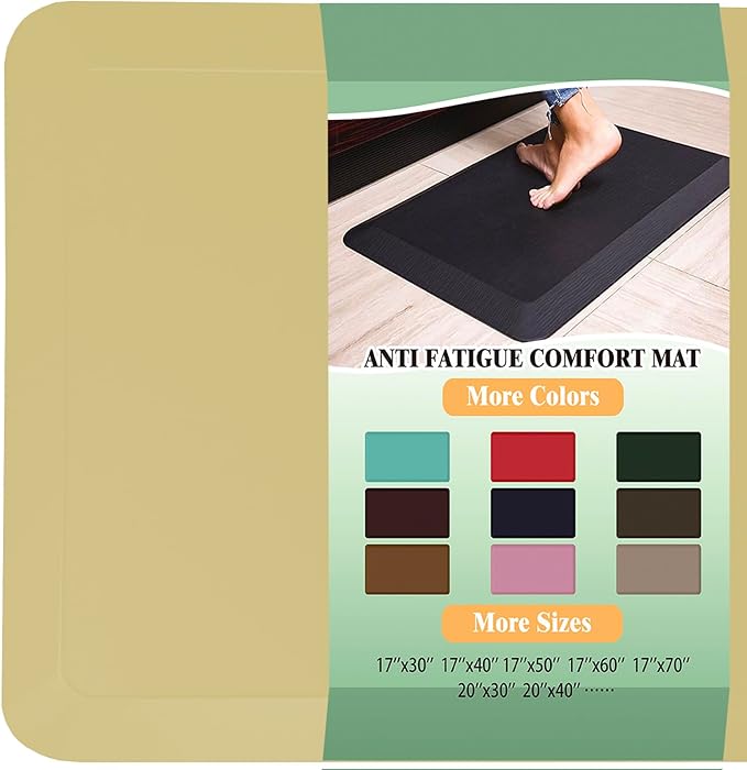 1" Extra Thick Anti Fatigue Floor Mat 30" L x 20" W,Kitchen Mat, Standing Desk Mat,140D Advanced PU Foam Ergonomic Comfort at Home, Office, Garage, Sink (Yellow)