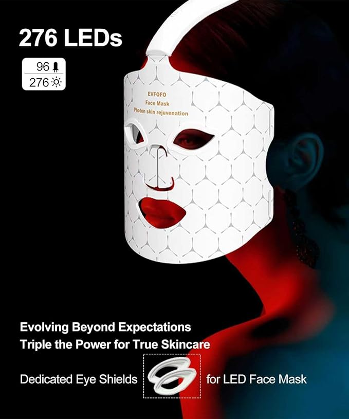 7 Color Red Light Therapy for Face, Cordless LED Face Mask Light Therapy, USB Rechargeable Red Light Therapy Mask for Skin Rejuvenation, Anti-Aging, Wrinkles & Acne, Home Skin Care