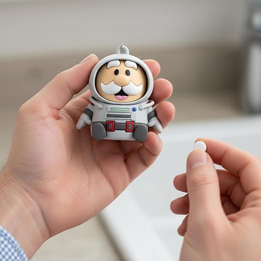 Official Dr. Simi Astronaut Pillbox Keychain – Mini Vitamin & Supplement Organizer | Travel-Friendly Medicine Container with Twist-Top Seal | Fun Soft-Touch Collectible for Wellness, Fans & Travelers