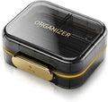Portable Travel Pill Organizer with 7 Compartments - Perfect Weekly Pill Case Waterproof Pill Box for Daily Vitamins and Medicine, Small Pill Container for Pocket Purse (Black)