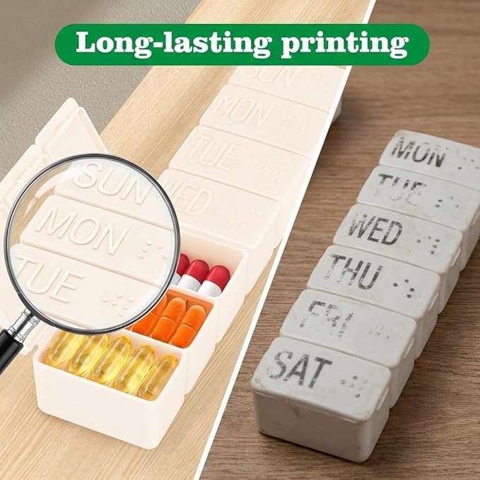 2Pack Weekly Pill Organizer,Extra Large 7 Days Cute Pill Cases Travel Daily Pill Box for Vitamin Medicine Fish Oil, Calcium Tablets Supplements