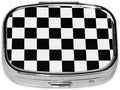Small Pill Case Black and White Race Waving Checkered, Travel Pill Organizer Pill Box Portable Medicine Organizer, Cute Pill Holder Container for Vitamin, Fish Oil