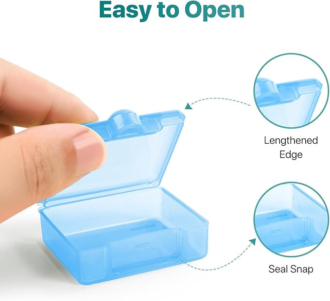 Sukuos Small Pill Box 4 pcs, Cute Travel Pill Organizer Daily Pill Case Container Portable for Pocket Purse for Vitamin Fish Oil Supplements, Easy to Open & Clean