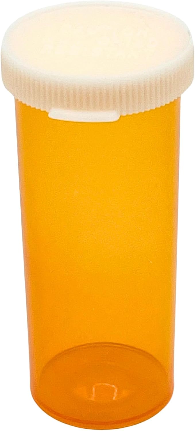 Five Star Supplies Snap Cap Plastic Pill Bottles - Easy Open Snap Cap - Pill Container Prescription Vial (Amber, 8 DRAM 500 ct.)