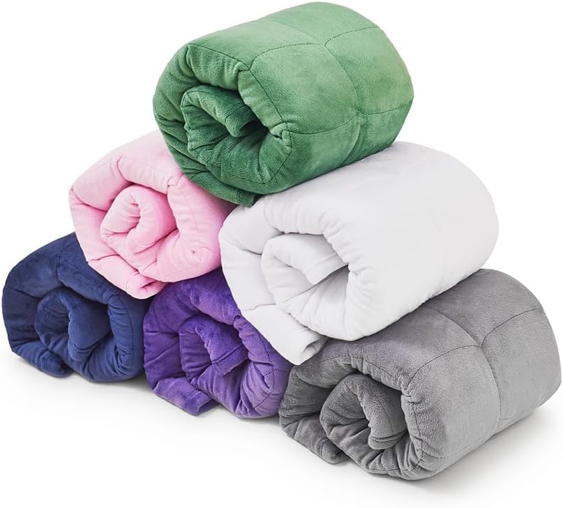 TONGDADA Weighted Lap Blanket 7lbs for Adult,Perfect for Relaxation, Lounging, Napping, Sleeping & Travel,Luxury Minky Weighted Body Blanket,Weighted Throw Blanket-Dark Green Minky, 29" x 24"