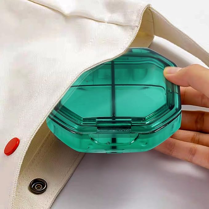 iplusmile 4 Compartment Pill Box, Moisture Proof Travel Pill Organizer Casefor Pocket Purse, Daily Portable Medicine Case for Vitamin, Fish Oil, Supplement
