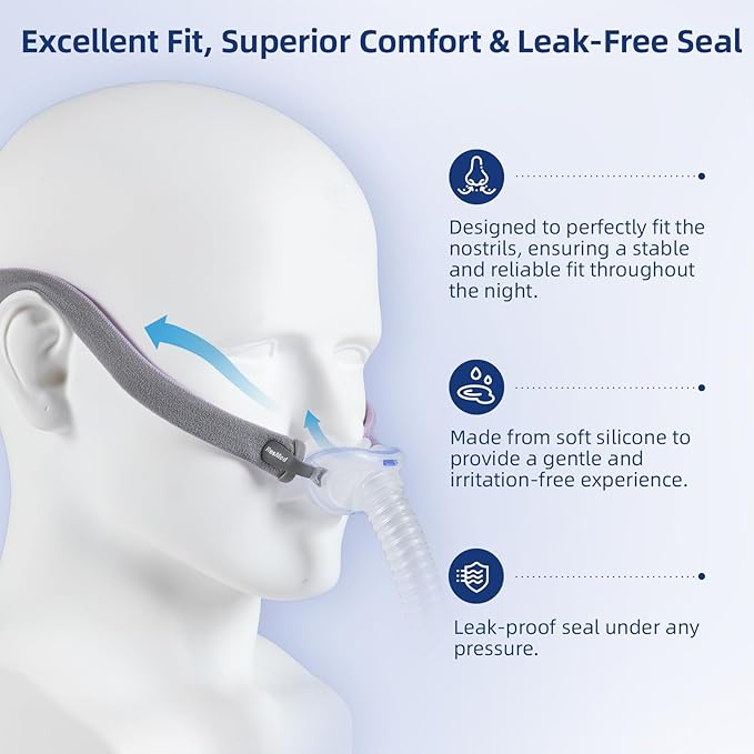 3 Packs Replacement Nasal Pillow Cushion for ResMed AirFit P10, Compatible with Original Airfit P10 Frame, Replacement Silicone CPAP Supplies, Reliable Seal & Lighter Weight, Large