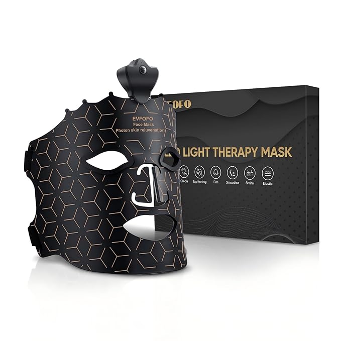 Red Light Therapy Mask for Face, 7 Colors LED Face Mask Light Therapy At Home, Led Face Mask Light Therapy, Black
