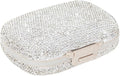 Daily 6 Compartments Pill Box Container Bling Diamond for Purse Medicine Container Holder for Women Travel Kit Medicine (White)