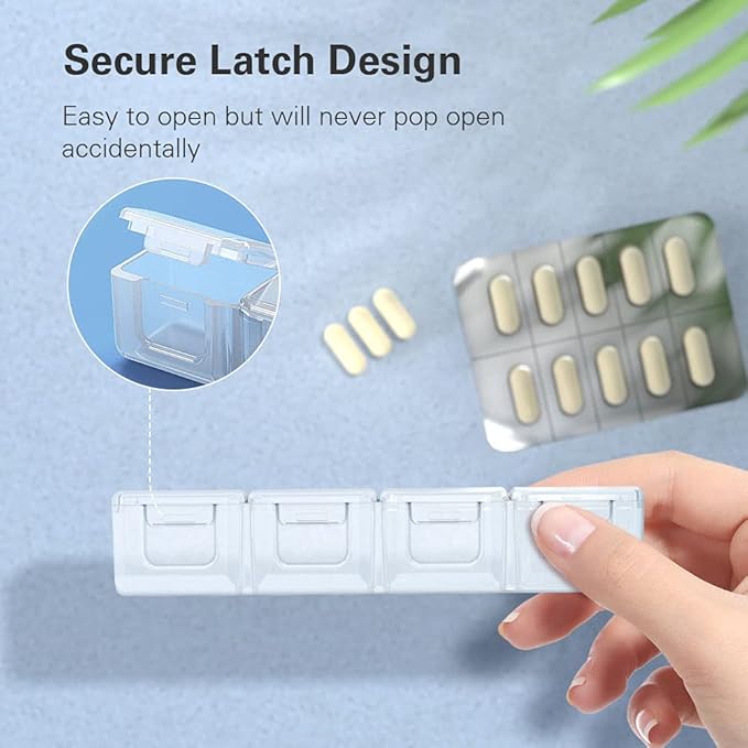 XL Pill Organizer 4 Times a Day, BUG HULL Extra Large Weekly Pill Box Case, 7 Day Vitamin Container Daily Pill Holder for Cod-liver oil, Vitamins, Supplements (White)