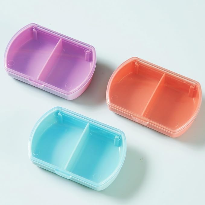6PCS Small Pill Case Travel Pill Box Cute Pill Organizer for Purse Portable Daily Medicine Organizer 2 Compartment Pill Holder for Vitamins, Fish Oil, Supplements