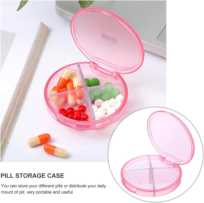 Portable Medicine Box 4 Compartments Travel Pill Organizer Small Storage Case for Medication Jewelry Daily Use at Home Office
