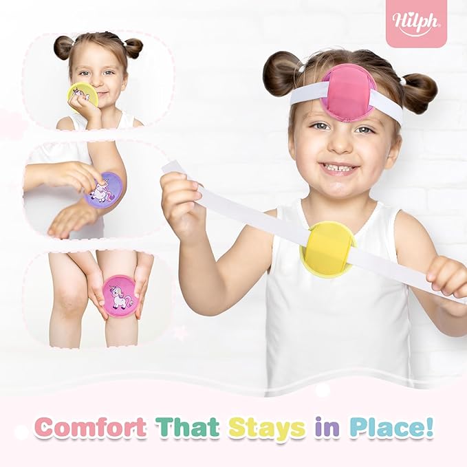 Hilph Kids Ice Packs for Boo Boos, Reusable 3 Pack Gel Ice Packs for Toddlers & Children Injuries, Soft Small Hot & Cold Pack for Bumps, Bruises, Fever, Toothache, Get Well Gifts