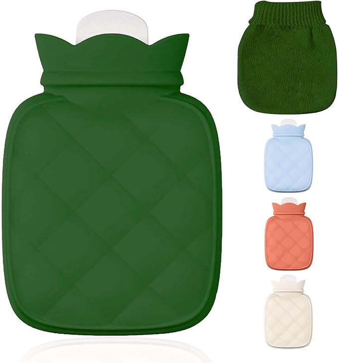 Redify Small Hot Water Bottle Bag for Hot & Cold Compress with Cover,Microwave Heating Soft Environment-Friendly Silicone for Babies Kids,Mini Hot Wate Bottle for Travel and Pain Relief,Holiday Gifts