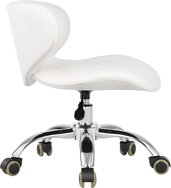 Pedicure Stool Hydraulic Height Adjustable with Back Support for Nail Salon Manicure Tech Pedicure Spa (White)