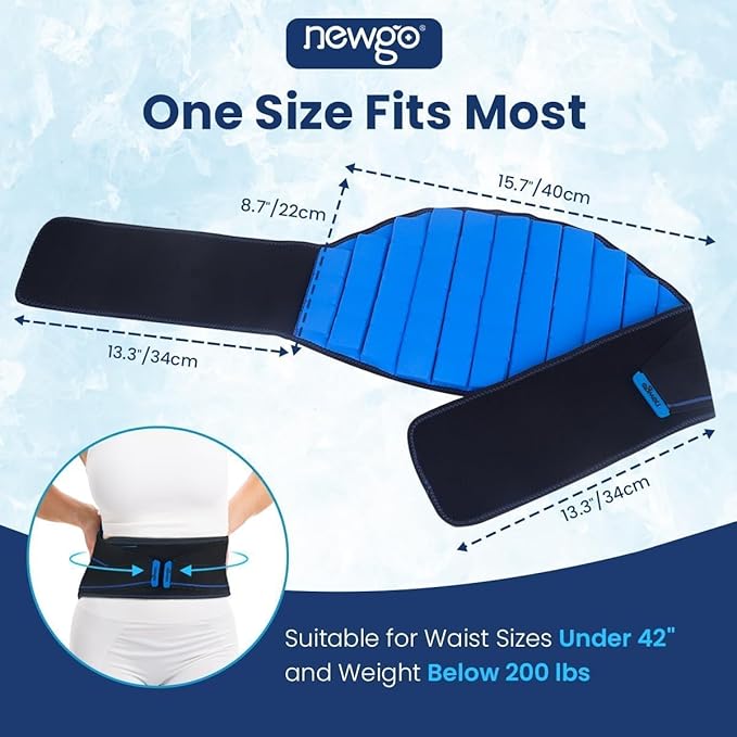 Long Coldness Ice Pack for Lower Back Pain Relief - 2 Hours Long-Lasting Cold Therapy - Flexible Back Wrap for Lumbar, Sciatica, Herniated Disc, Reusable Cold Ice Pack with Adjustable Straps