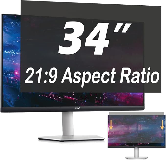 34 Inch Privacy Screen for Computer Monitor, 21:9 Anti-Spy Filter for Laptop & PC Display, Blue Light Blocking Anti-Glare Reversible Protector Film, Easy Slide-Mount Installation(34 Inch Widescreen(21:09))