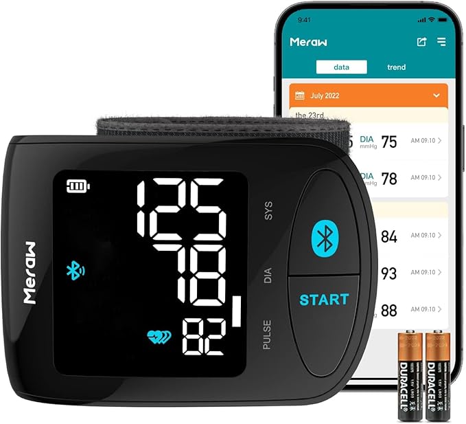 Blood Pressure Monitor Adult Cuff, Blood Pressure Cuff Monitor Wrist, Blood Pressure Machine Home Use 5.3-8.5" Irregular Heartbeat Monitoring APP Automatic Bluetooth High Accuracy Aspen Black