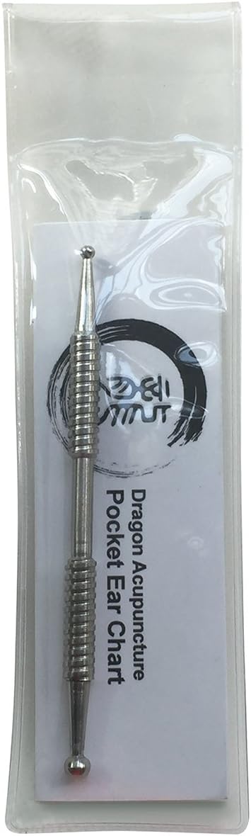 Dual Head Tip Acupuncture Ear and Body Point Probe Pocket Ear Chart and Pouch