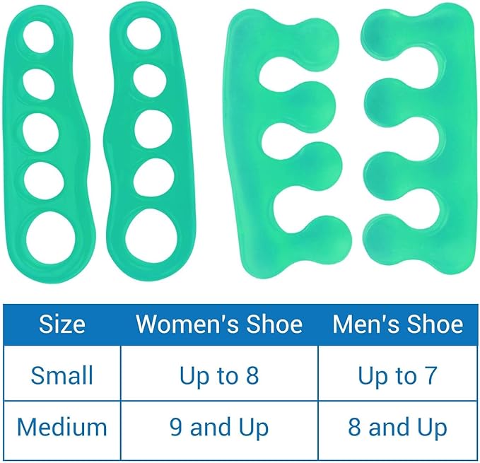 ViveSole Toe Separators for Men & Women Medium (2 Pairs) - Silicone Gel Spreaders - Therapeutic Spa Stretchers for Plantar Fasciitis, Bunions, Overlapping Hammer Toe Spacers - Metatarsal Yoga Cushion