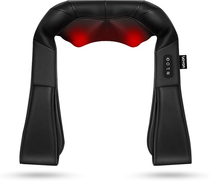 VOYOR-HEALTH Shiatsu Neck and Back Massager, Electric Deep Tissue 4D Kneading Massage for Shoulder, Lower Back, Leg and Body Muscle Pain Relief, Home & Office Use(Dark Black)
