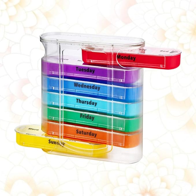 Organizer 4 Times a Day Stackable Medication Fish Oil Storage for Travel HOM 28 Compartments
