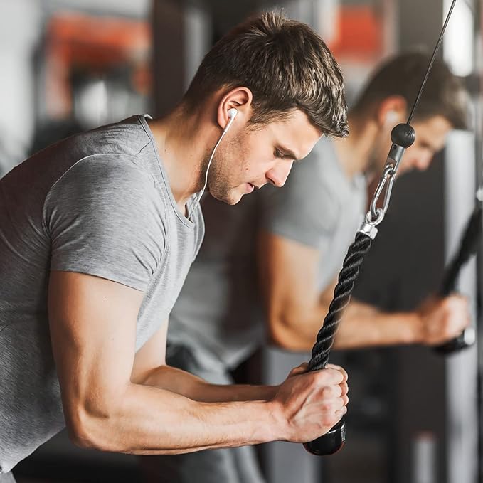 EnriQ Tricep Rope Pull Down,Heavy Duty Triceps Kit Easy to Grip & Non Slip Cable Attachment Ideal for Home Gym Face Pulls Tricep Push Down Rope System