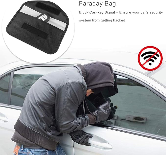 ONEVER 4 Pack Faraday Bags for Car Keys and Cell Phone, Signal Blocking Key Pouch Wallet, Anti-Tracking Anti Theft Car Protection, Cell Phone Signal Jammer WiFi/GSM/LTE/NFC/RFID, GPS Blocker