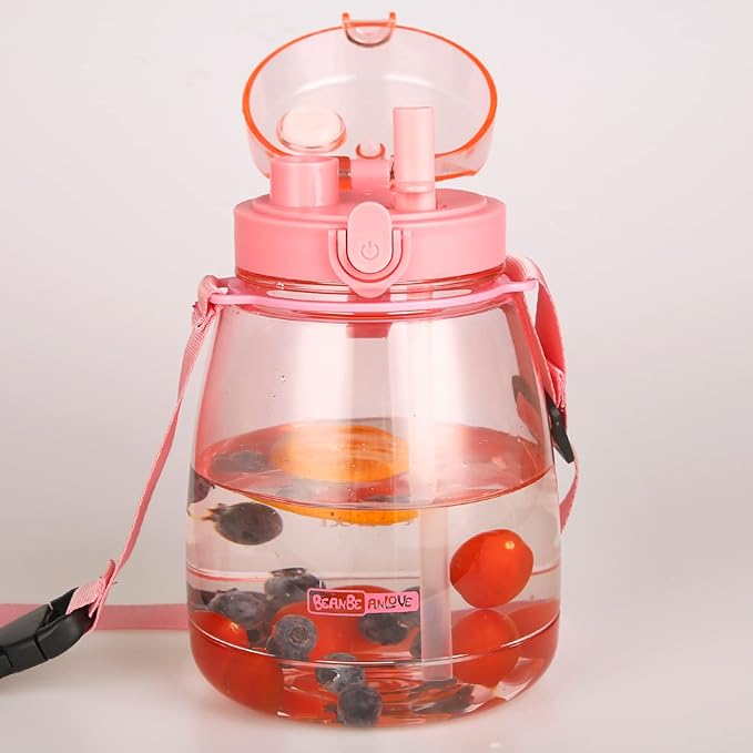 Pink Cute Water Bottles, Upgrade 45oz Water Bottles, Photo Artifact with Shoulder Strap, Suitable for Travel