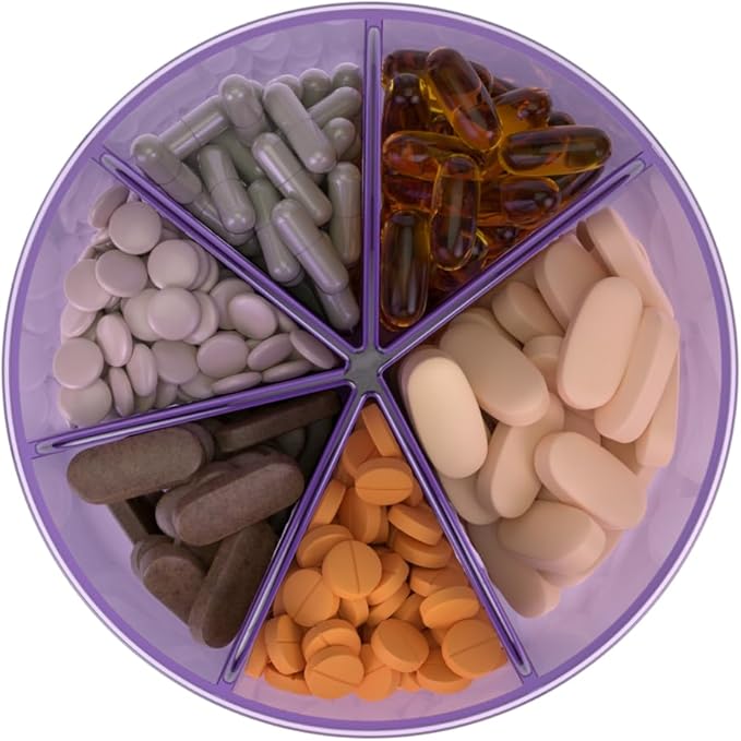 EZY DOSE Vitamin Organizer, 6 Large Compartments, 30-Day Vitamin and Medicine Storage, Keep Vitamins and Meds in Check, Easy to Use, Durable and Travel Friendly, Purple, BPA Free