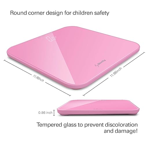 VisionTechShop S Body High Precision Ultra Wide Digital Body Weight Bathroom Scale up to 396lb/180kg, Super-Clear Large LED Display,Step-On Technology, Pink