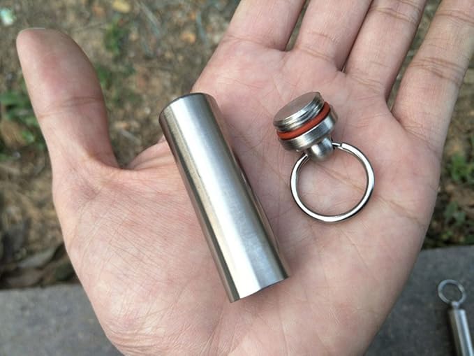 Stainless Steel Mini Waterproof Pill Case,Capsule Seal Case Holder Container for Outdoor Sports
