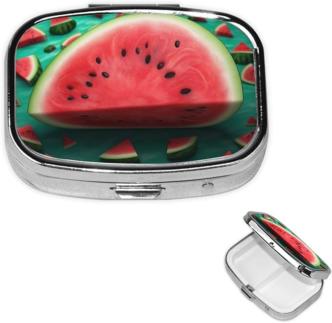 Pill Case Rectangle Pill Box 3 Compartment Pill Organizer Dream Watermelon Small Pill Case Waterproof Medicine Organizer Box for Travel Pill Containers Vitamin Organizer for Medication Planner