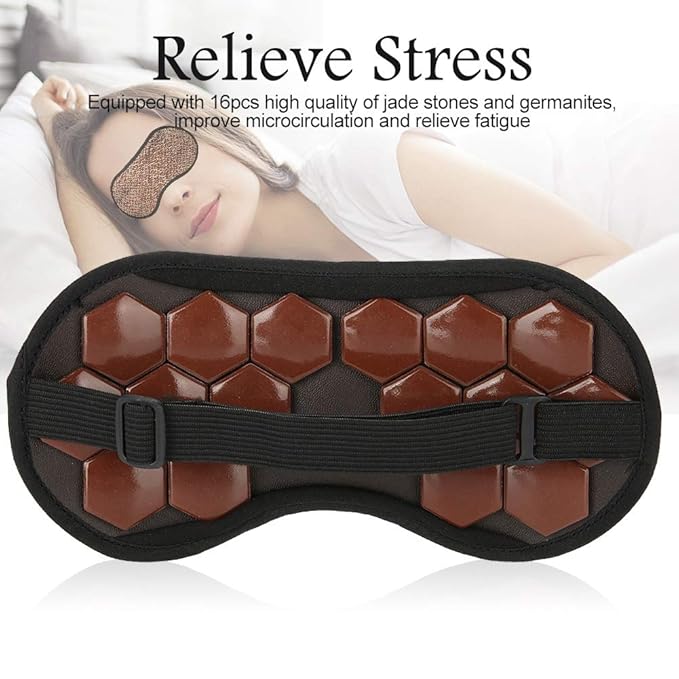 Magnetic Sleeping Eye Mask, Soft Adjustable Jade Stones Eye Masks Patch Magnet Therapy Eyeshade Eye Cover Masks for Women Men Sleeping Travel Naps, Home, Hotel (Red)