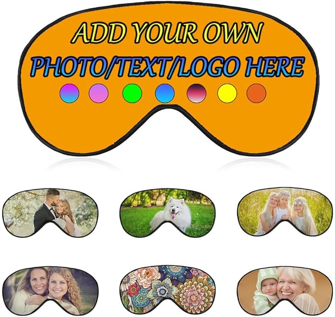 Personalized Eye Mask, Custom Eyeshade Blindfold Add Your Design Image Text Customized Eye Cover with Adjustable Strap for Sleeping Travel Work Naps Blocks Light, Croci