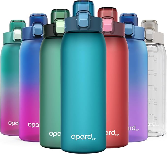 Opard 30oz/32oz Sports Water Bottle with Leak Proof Flip Top Lid BPA Free Tritan Reusable Plastic for Gym and Outdoor, Travel Water Bottle
