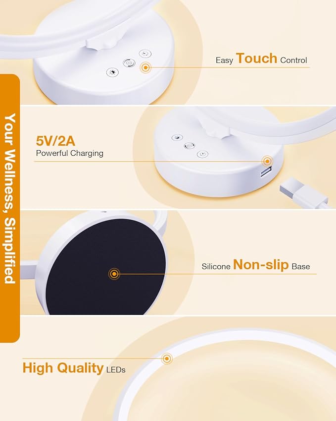 Sun Lamp 10000 Lux Light Therapy Lamp, UV-Free with Remote Control, 3 Color Temperatures, 4 Bright Levels & Timer, Seasonal Sunlight for Home, Office