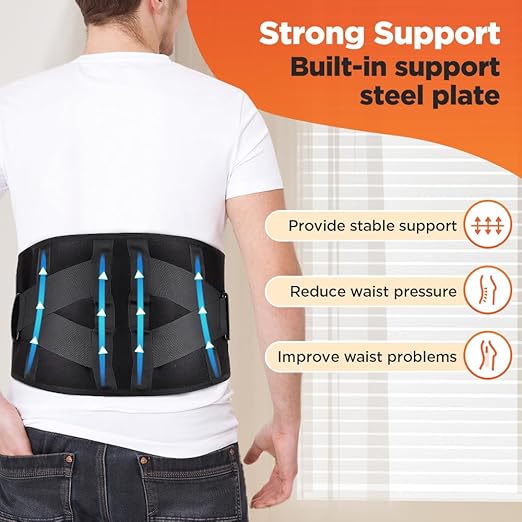 Cordless Heating Pad for Back Pain Relief, Rechargeable Lower Back Heating Belt with 5 Heat Levels and 3 Vibration Massage, Wearable Heated Back Brace for Waist, Abdomen, Muscle Relaxation