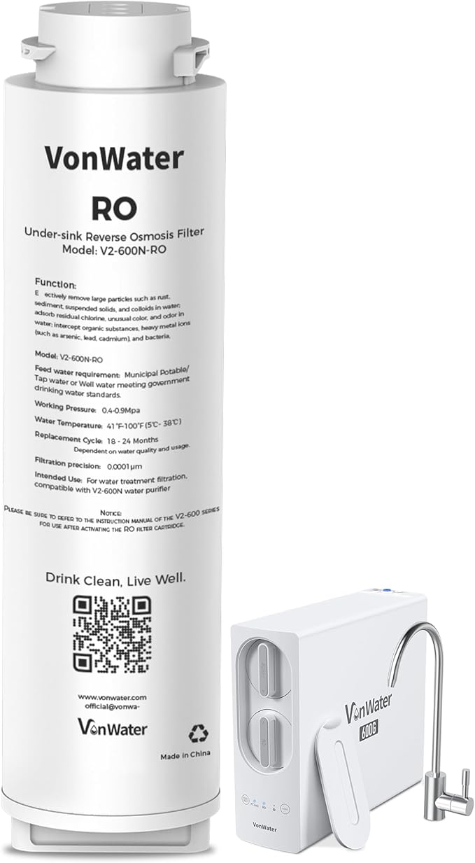 𝟲𝟬𝟬𝗚 𝗥𝗢 Filter Replacement, for 𝗩𝟮-𝟲𝟬𝟬𝗡 Undersink Reverse Osmosis System, NSF/ANSI 372 Certified,18-24 Months Lifetime, Reduce TDS PFAS