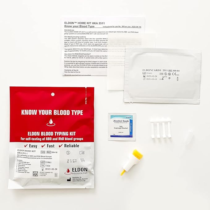 Original Home Blood Typing Kit - New Package + Improved Lancet (6 Kits)