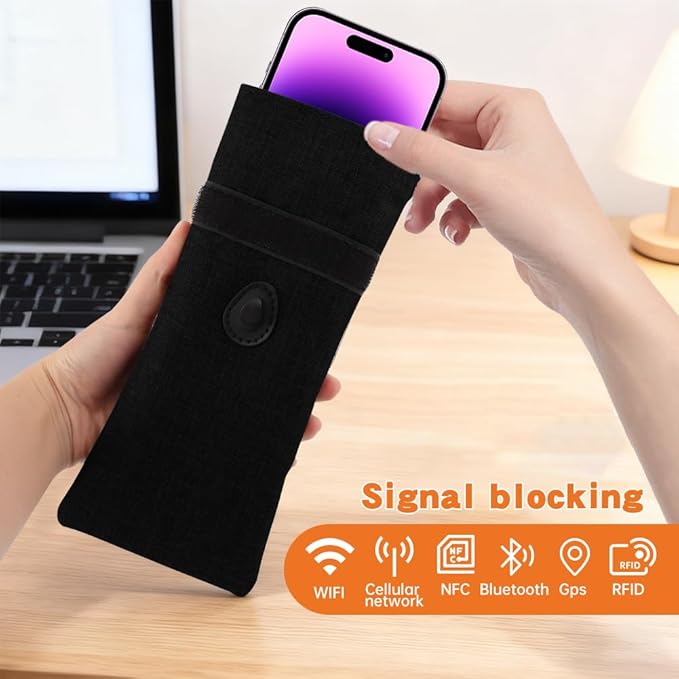 Faraday Bags for Phones, Signal Blocking Case Dry Shield Faraday Phone Sleeve Waterproof Dry Bag for Cell Phones, Car Key/WiFi/RFID/GPS Signal Blocker(Color:Black)