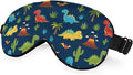 Cute Dinosaurs Sleep Eye Mask Children Print Palm Tree Animal Green Blue Red Silk Eye Mask Sleeping Soft Eye Shade Cover for Men Boy Girl Airplane Travel with Elastic Strap