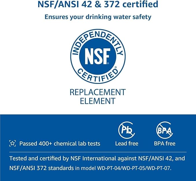 [Original] Waterdrop WD-PF-01A Plus NSF Certified Replacement Filters for All Waterdrop Pitcher Filtration System, Reduces Lead, PFAS, PFOA/PFOS, Chlorine, Last Up to 3 Months or 200 Gallons, 1 Pack