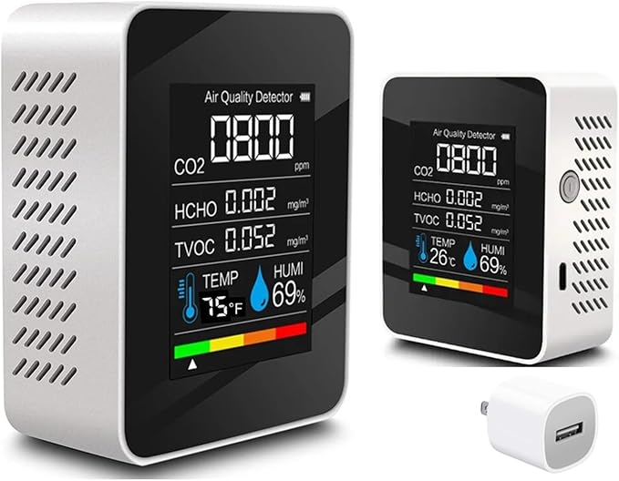Air Quality Monitor, Accurate Detection Formaldehyde, TVOC AQI Tester for Indoor/Outdoor Air Pollution Detection. 1-Pack 2024 New Drill (Whtie)