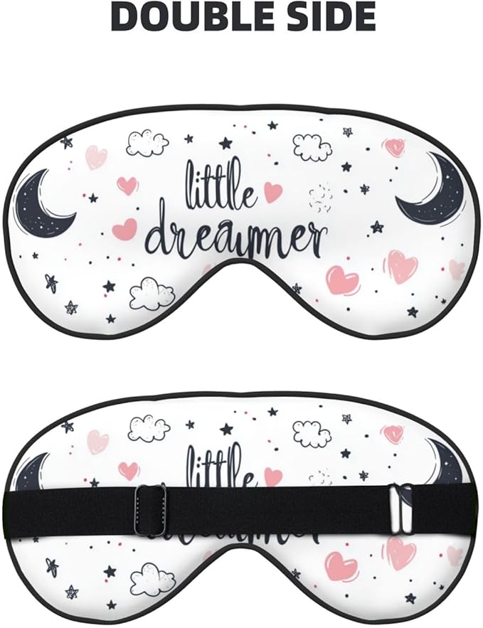 Little Dreamer Sleep Mask Moon Cloud Eye Mask with Adjustable Strap Eye Sleep Shade Cover Blocks Light for Women Men Airplane Travel Nap