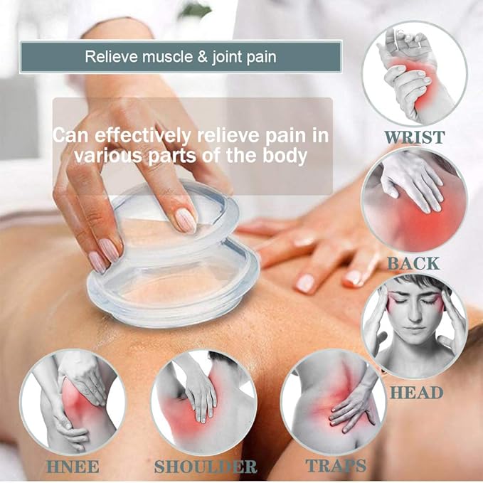 6 Sizes Cupping Therapy Set-Professional Cupping Therapy Studio and Household Silicone Cupping Set, Stronger Suction, Suitable for Myofascial Massage, Muscle, Nerve, Joint Pain