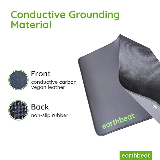 earthbeat Classic Grounding Mat. Grounding Tester Kit Included. Natural Therapy for Sleep Quality, Anti-Inflammation and Wellness. Conductive Vegan Leather. 13"×24"
